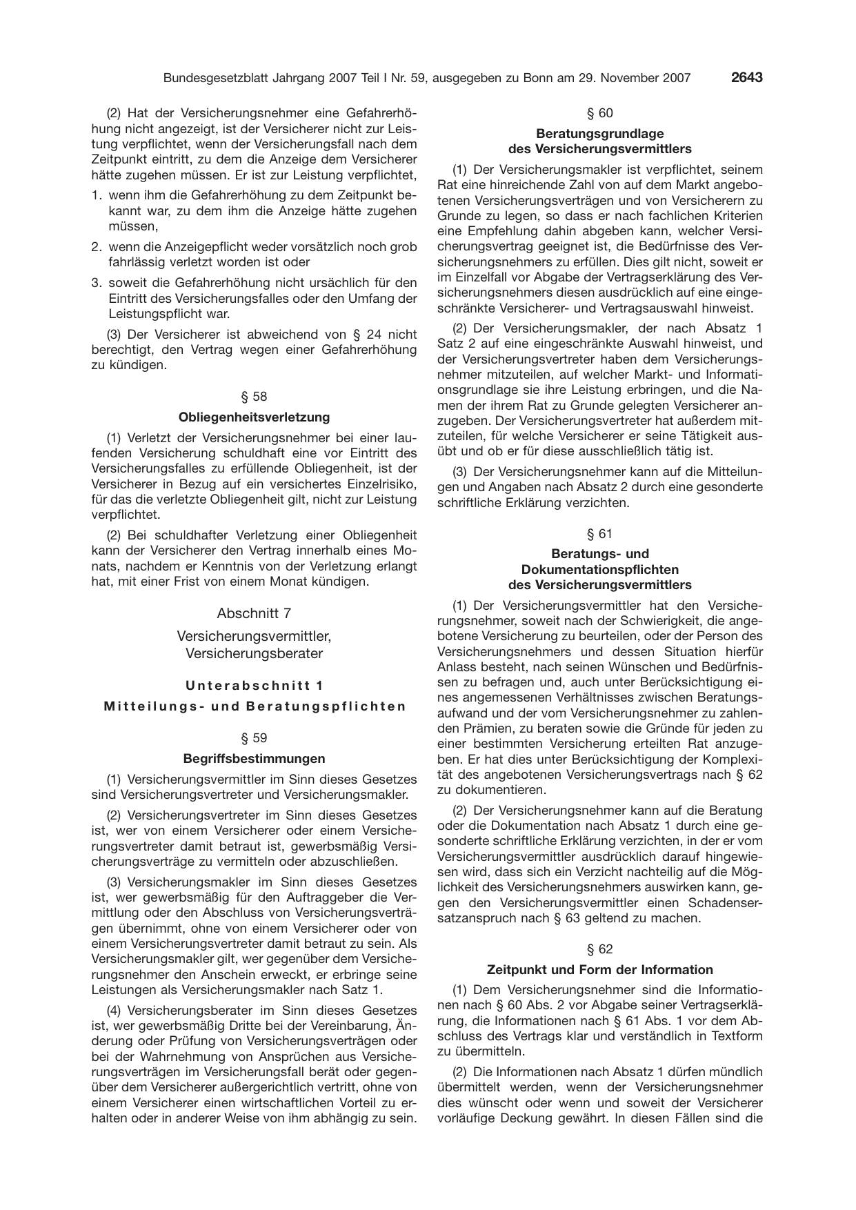 BGBl. 2007, Seite 2643 — Originalseite als Abbildung