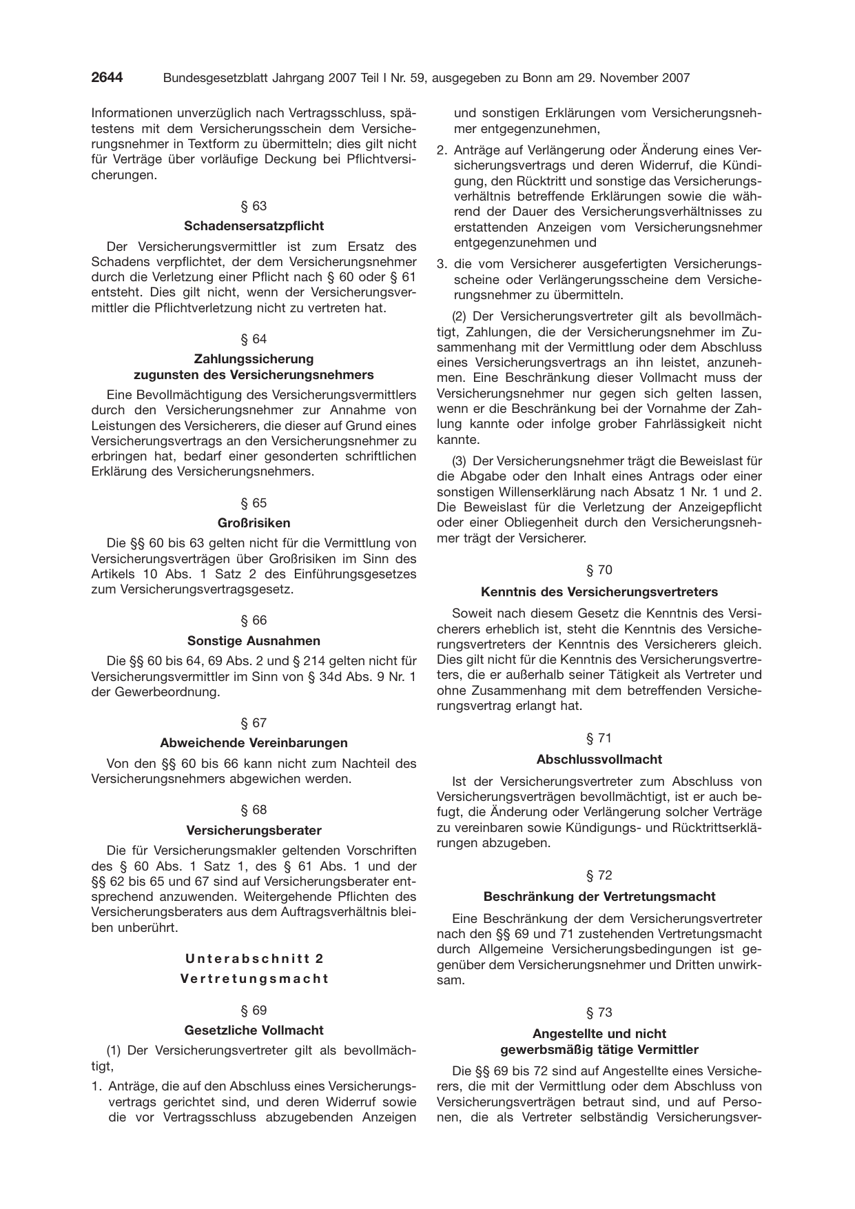 BGBl. 2007, Seite 2644 — Originalseite als Abbildung