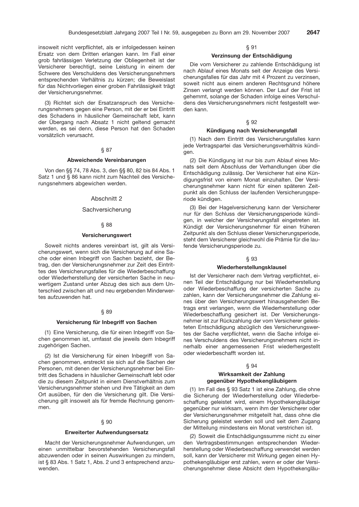 BGBl. 2007, Seite 2647 — Originalseite als Abbildung