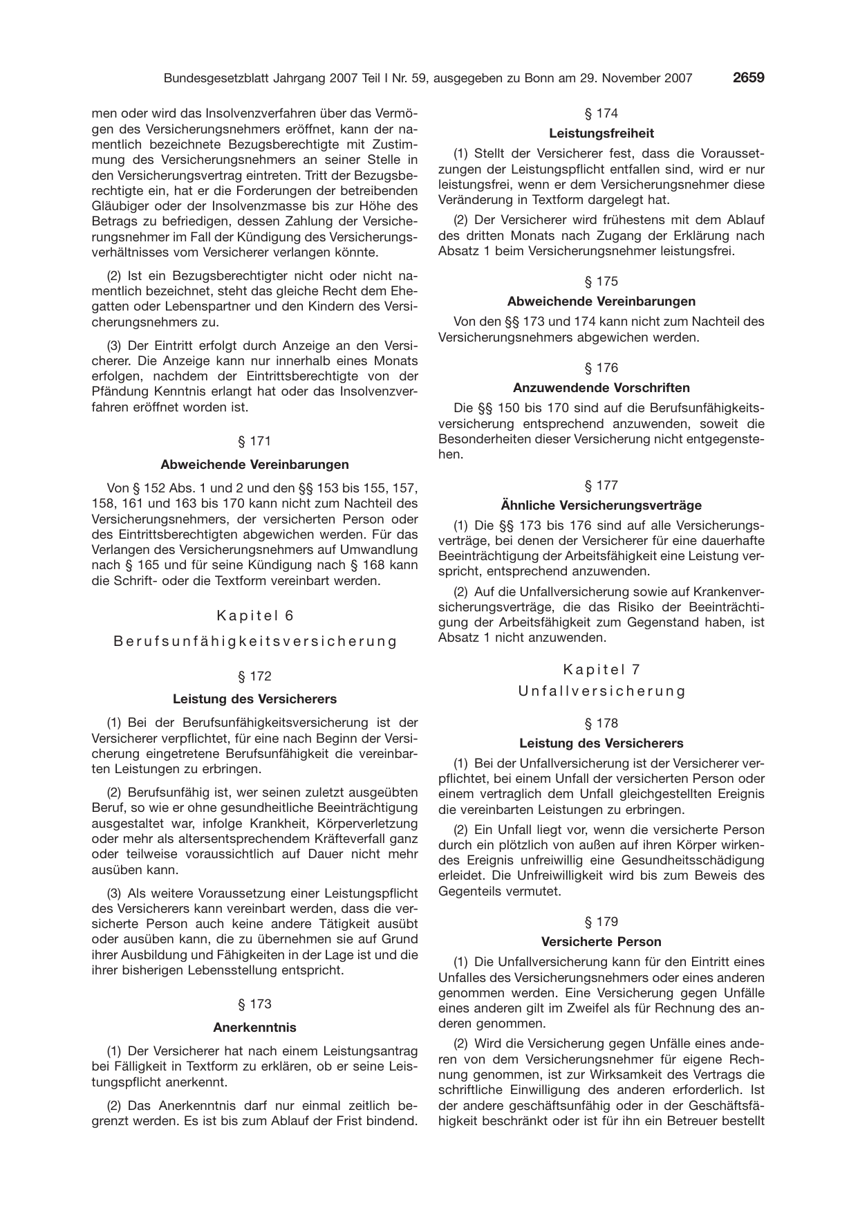 BGBl. 2007, Seite 2659 — Originalseite als Abbildung