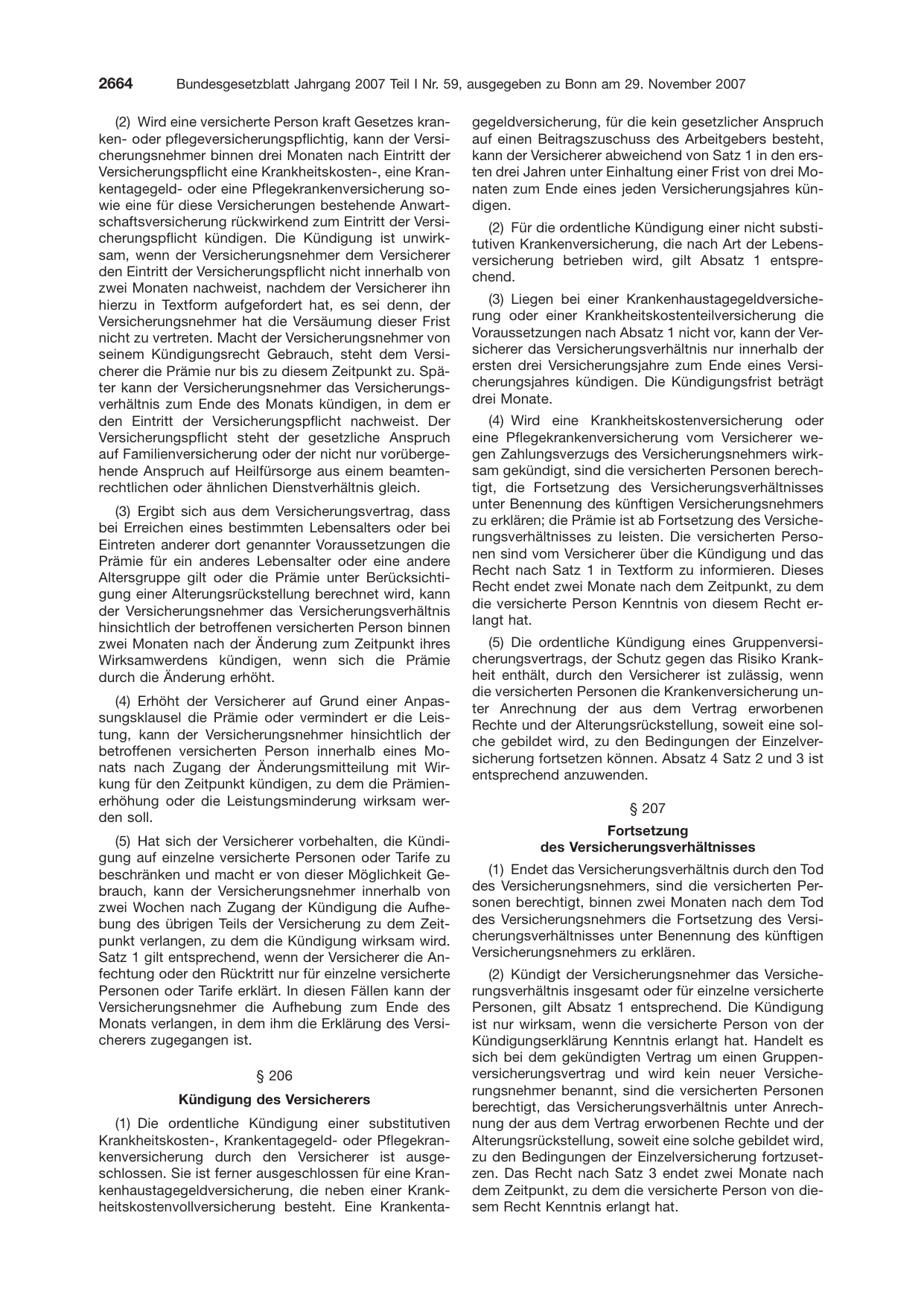 BGBl. 2007, Seite 2664 — Originalseite als Abbildung