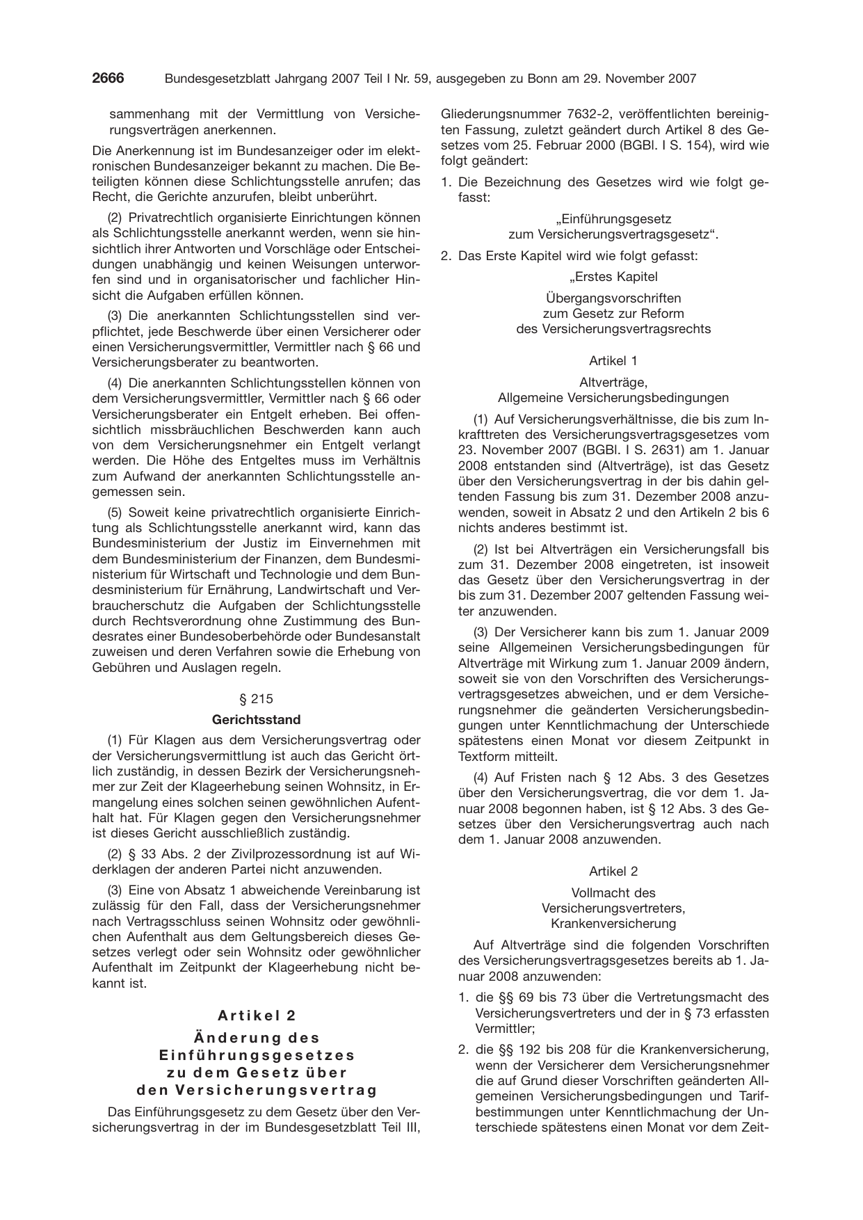 BGBl. 2007, Seite 2666 — Originalseite als Abbildung