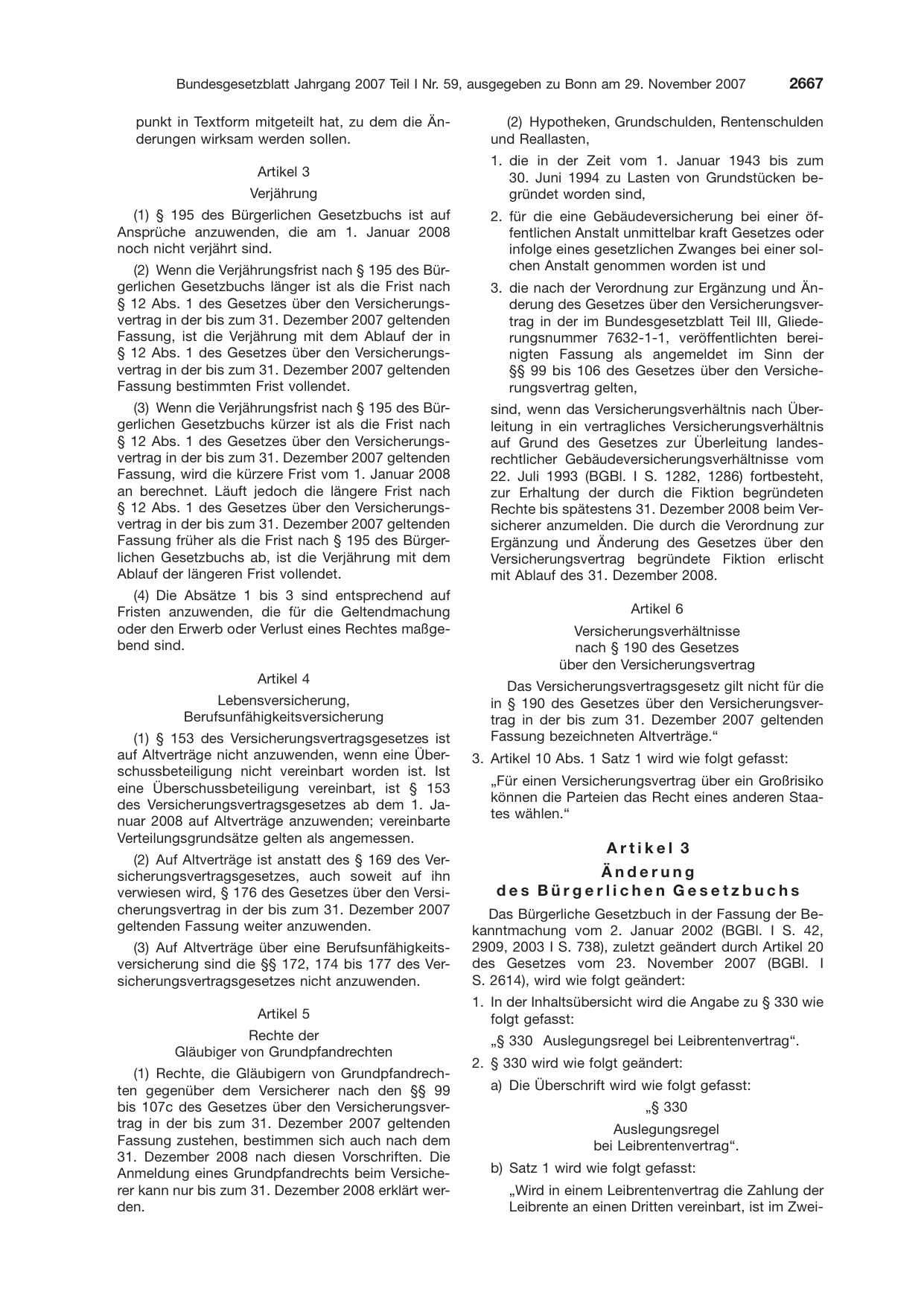 BGBl. 2007, Seite 2667 — Originalseite als Abbildung