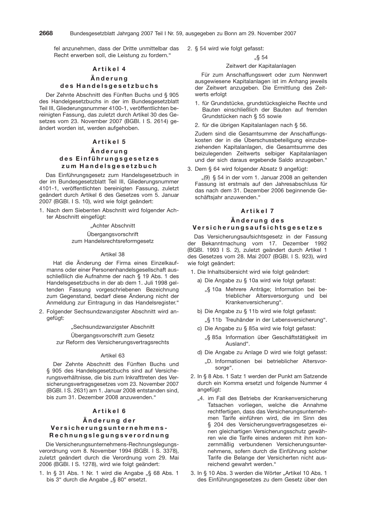 BGBl. 2007, Seite 2668 — Originalseite als Abbildung