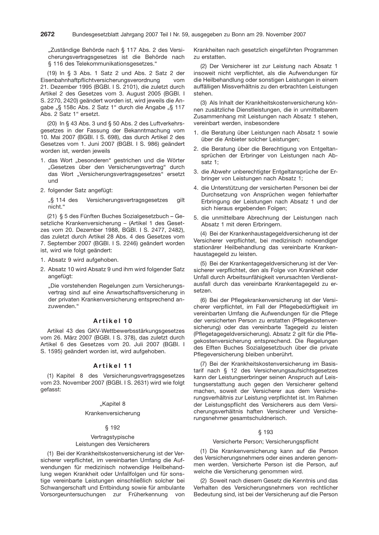 BGBl. 2007, Seite 2672 — Originalseite als Abbildung
