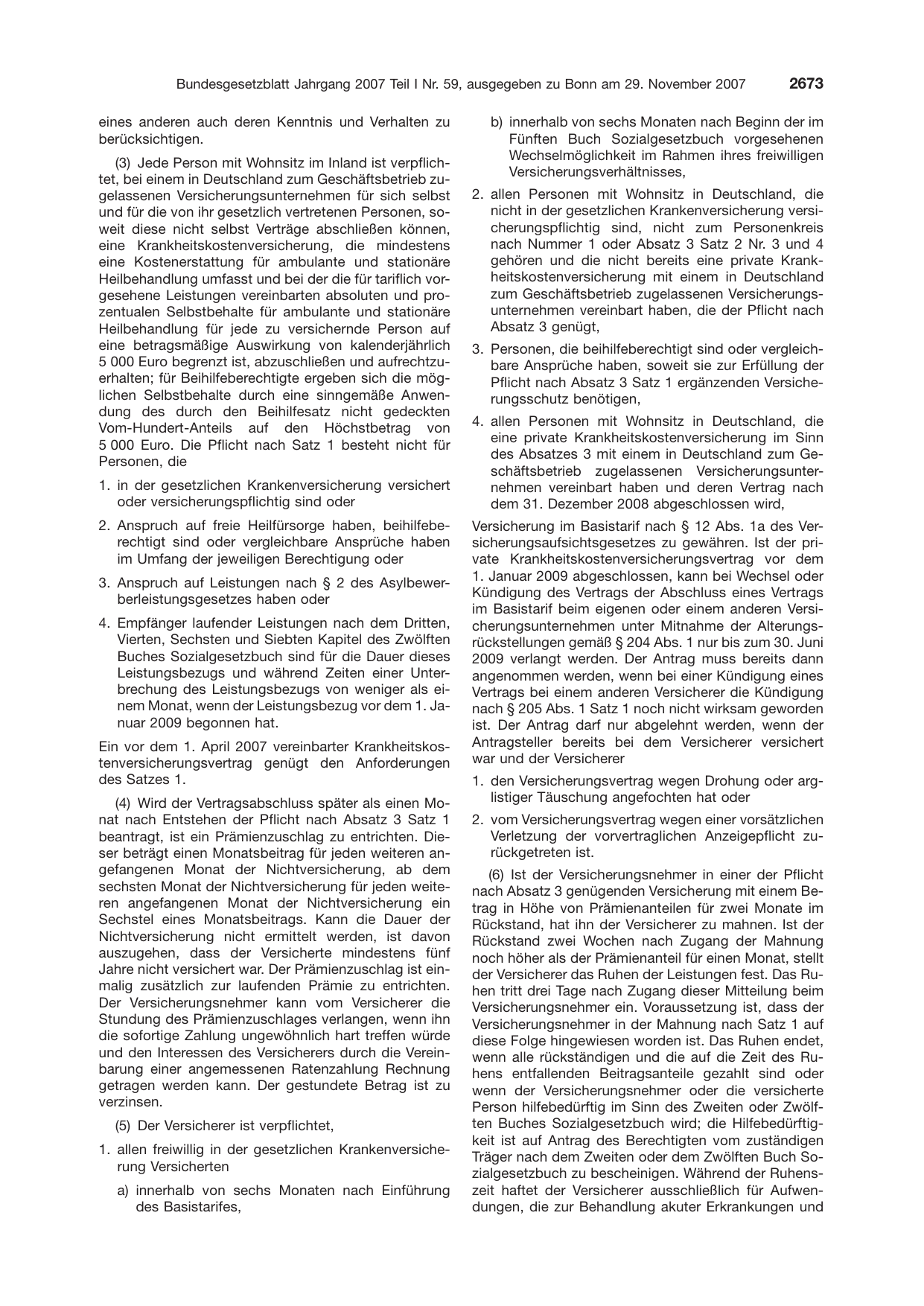 BGBl. 2007, Seite 2673 — Originalseite als Abbildung