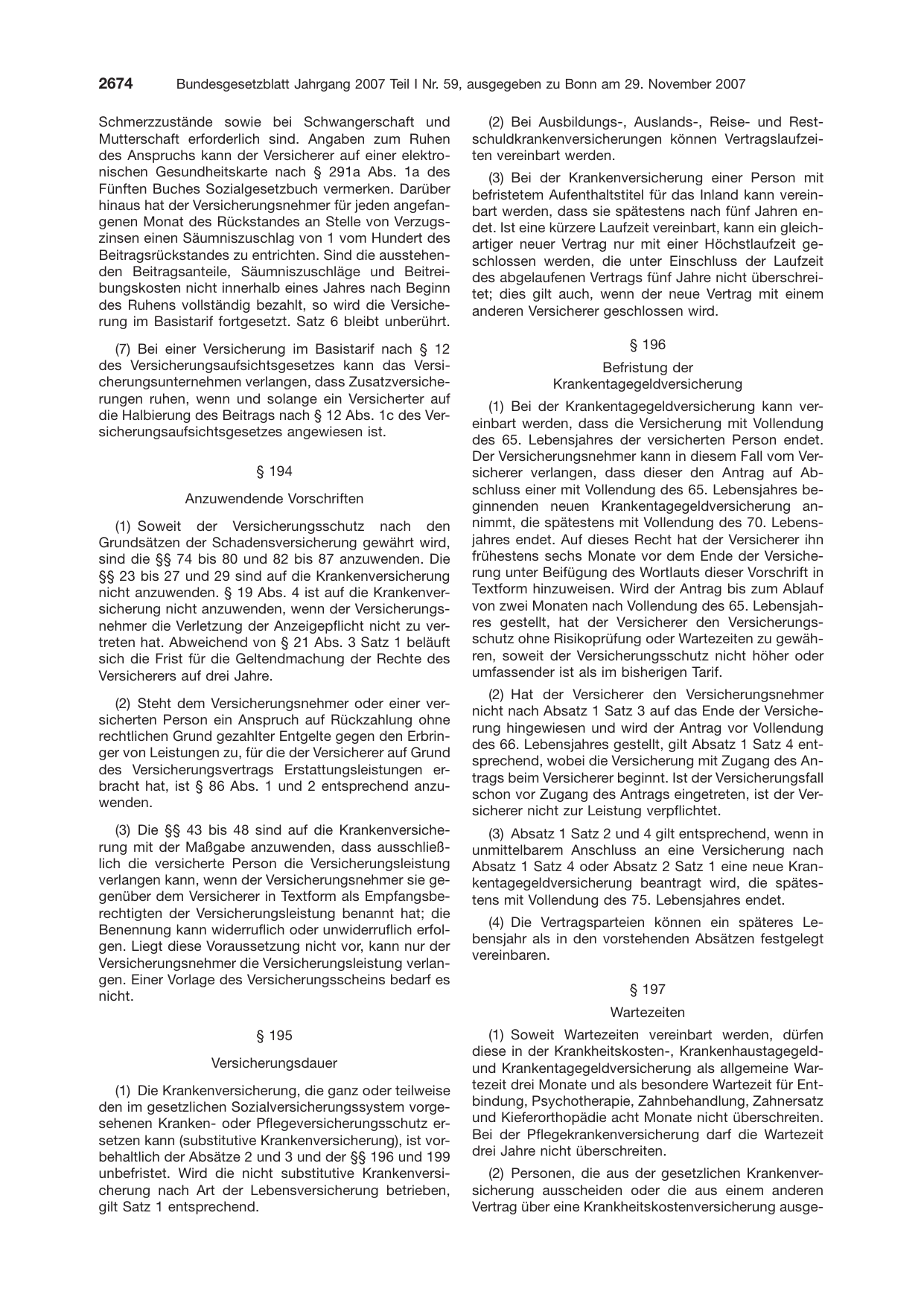 BGBl. 2007, Seite 2674 — Originalseite als Abbildung