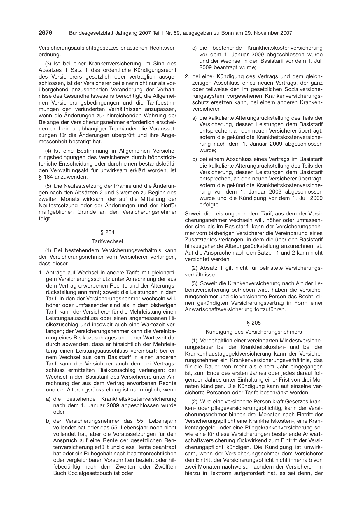 BGBl. 2007, Seite 2676 — Originalseite als Abbildung