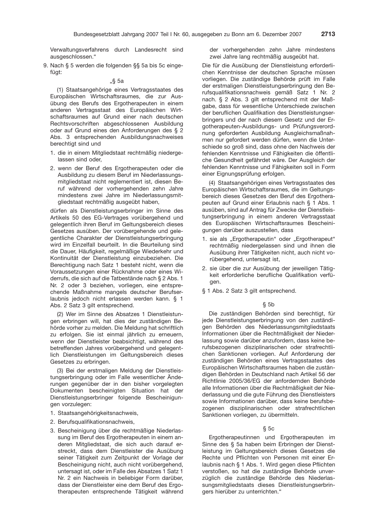 BGBl. 2007, Seite 2713 — Originalseite als Abbildung