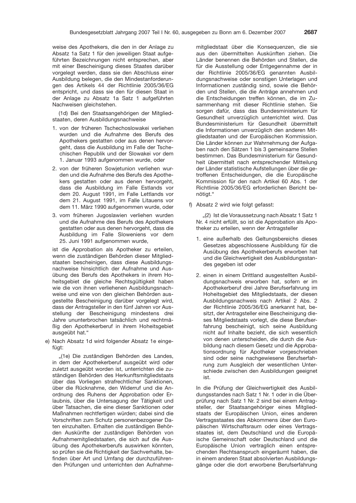 BGBl. 2007, Seite 2687 — Originalseite als Abbildung