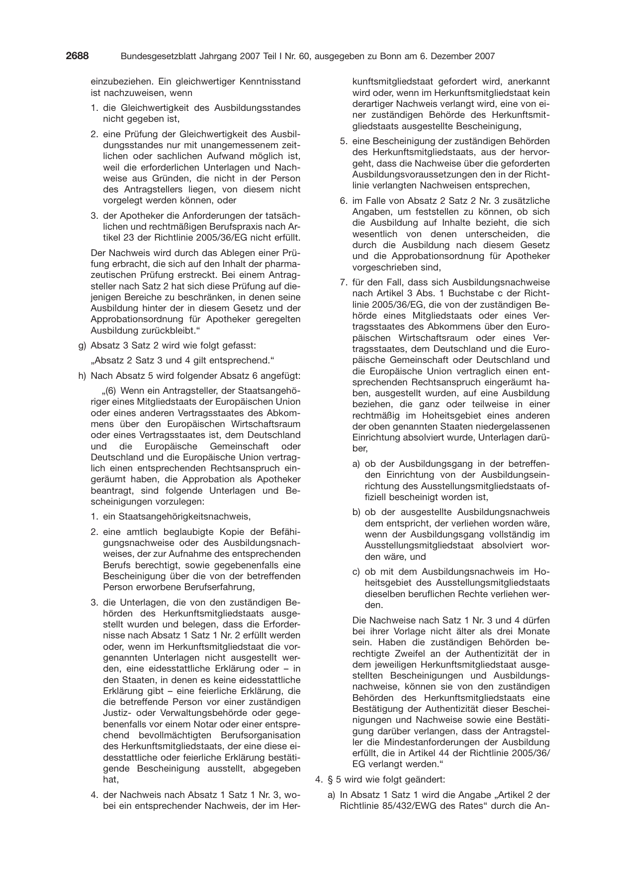 BGBl. 2007, Seite 2688 — Originalseite als Abbildung