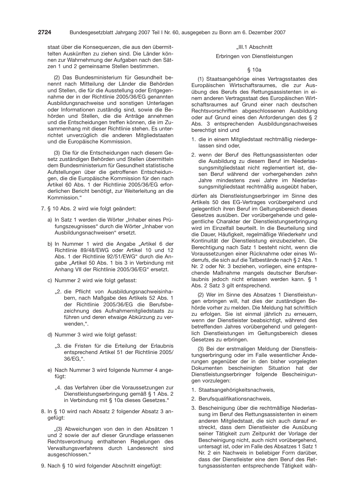 BGBl. 2007, Seite 2724 — Originalseite als Abbildung