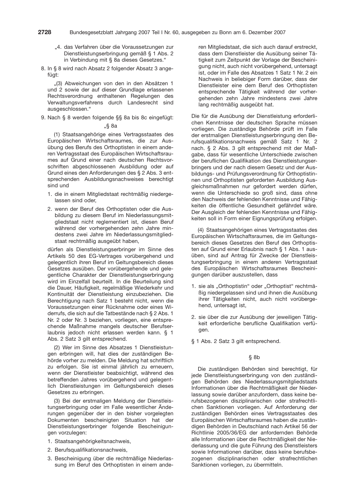 BGBl. 2007, Seite 2728 — Originalseite als Abbildung