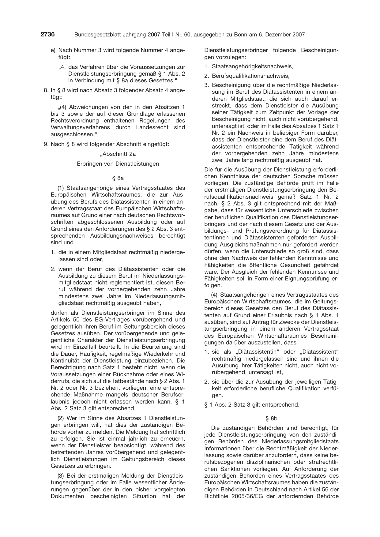 BGBl. 2007, Seite 2736 — Originalseite als Abbildung