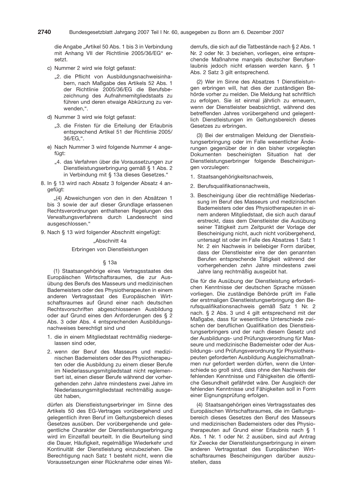BGBl. 2007, Seite 2740 — Originalseite als Abbildung