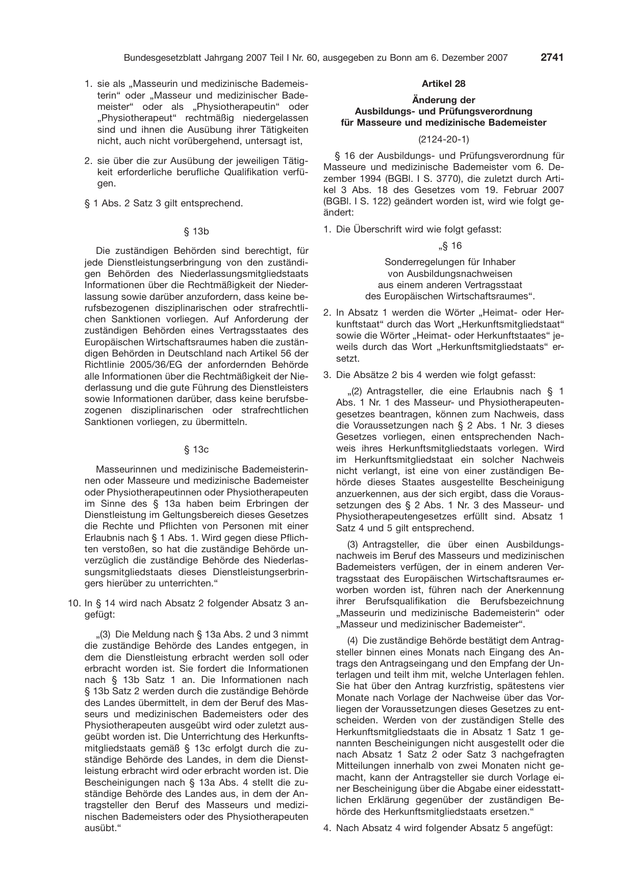 BGBl. 2007, Seite 2741 — Originalseite als Abbildung