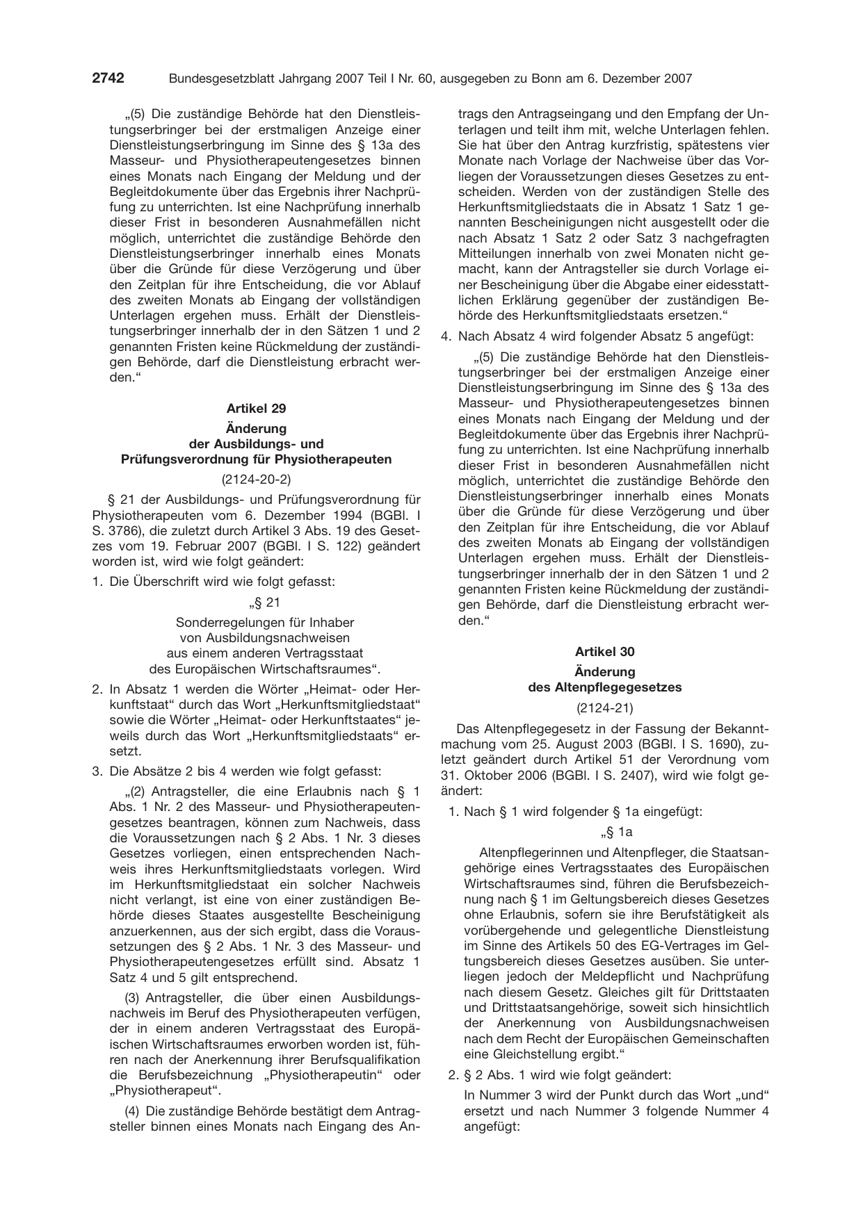 BGBl. 2007, Seite 2742 — Originalseite als Abbildung