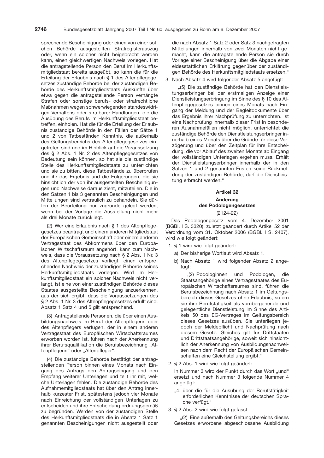 BGBl. 2007, Seite 2746 — Originalseite als Abbildung