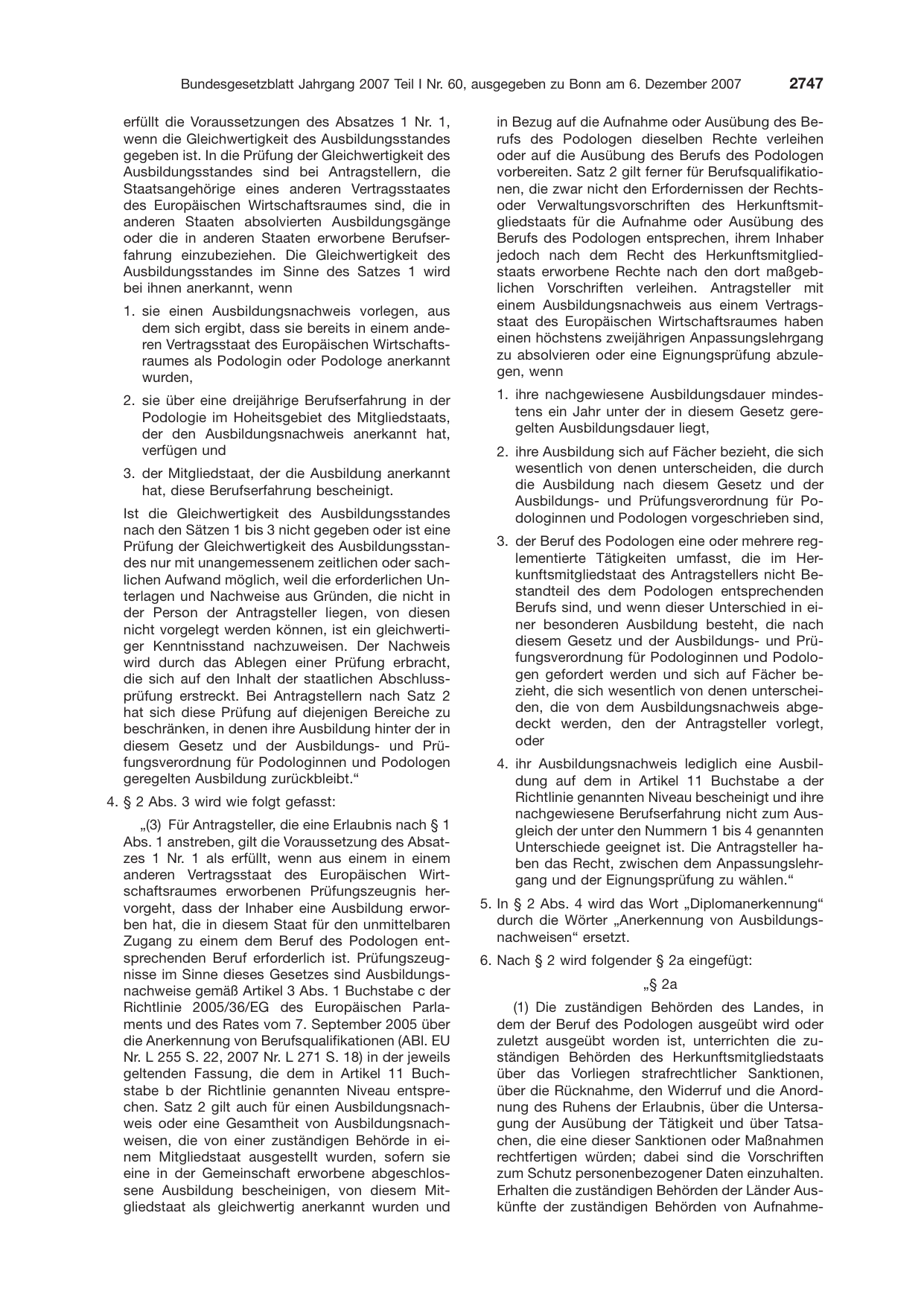 BGBl. 2007, Seite 2747 — Originalseite als Abbildung
