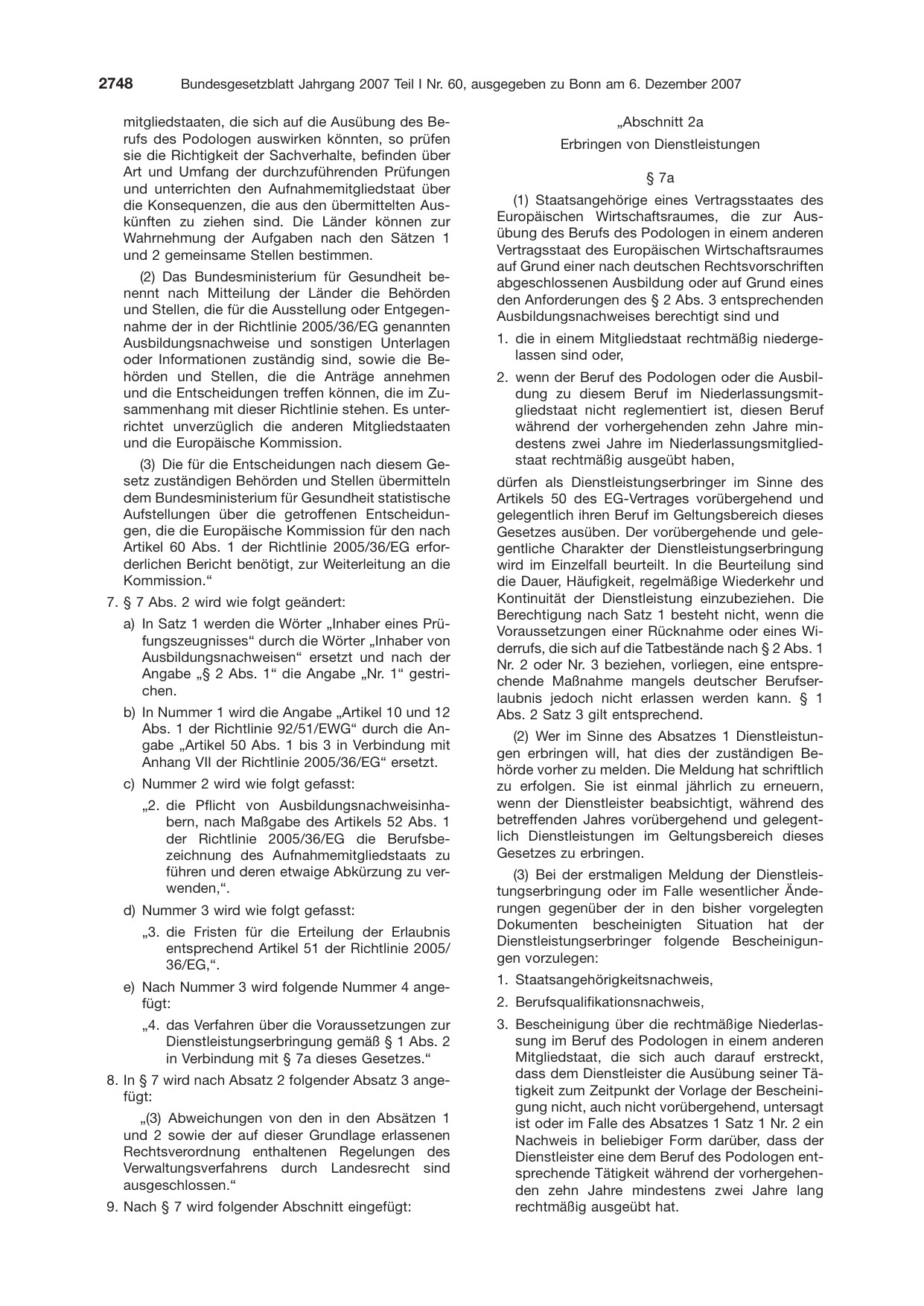 BGBl. 2007, Seite 2748 — Originalseite als Abbildung