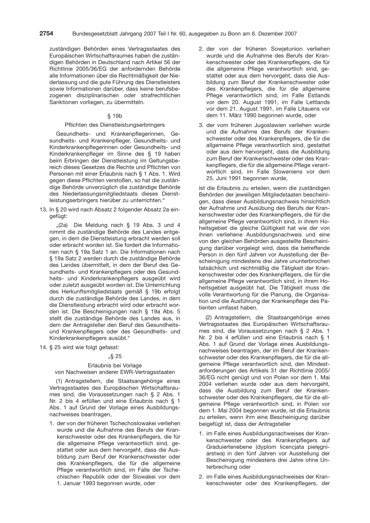 BGBl. 2007, Seite 2754 — Originalseite als Abbildung