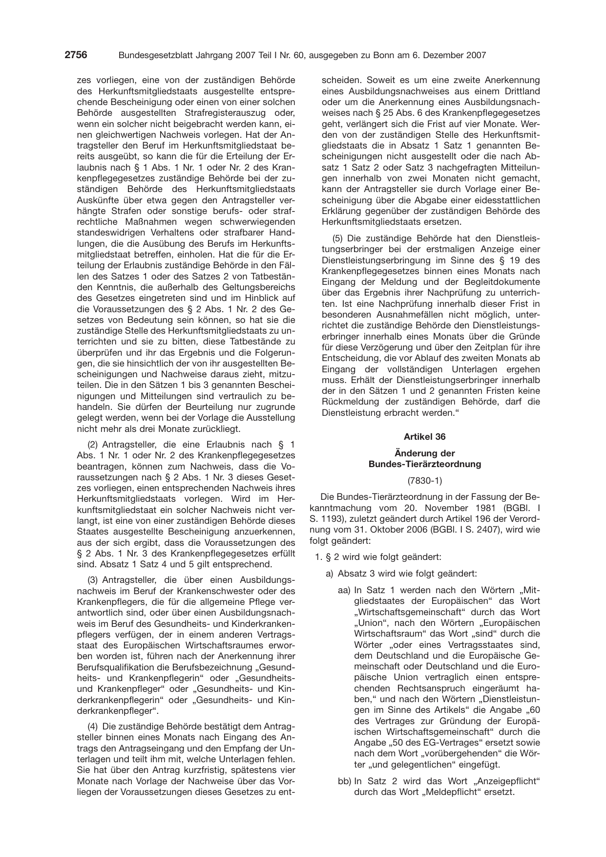 BGBl. 2007, Seite 2756 — Originalseite als Abbildung