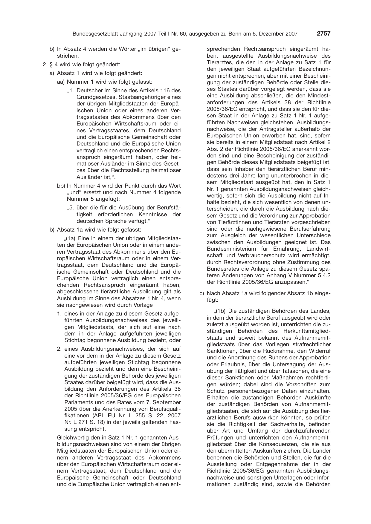 BGBl. 2007, Seite 2757 — Originalseite als Abbildung