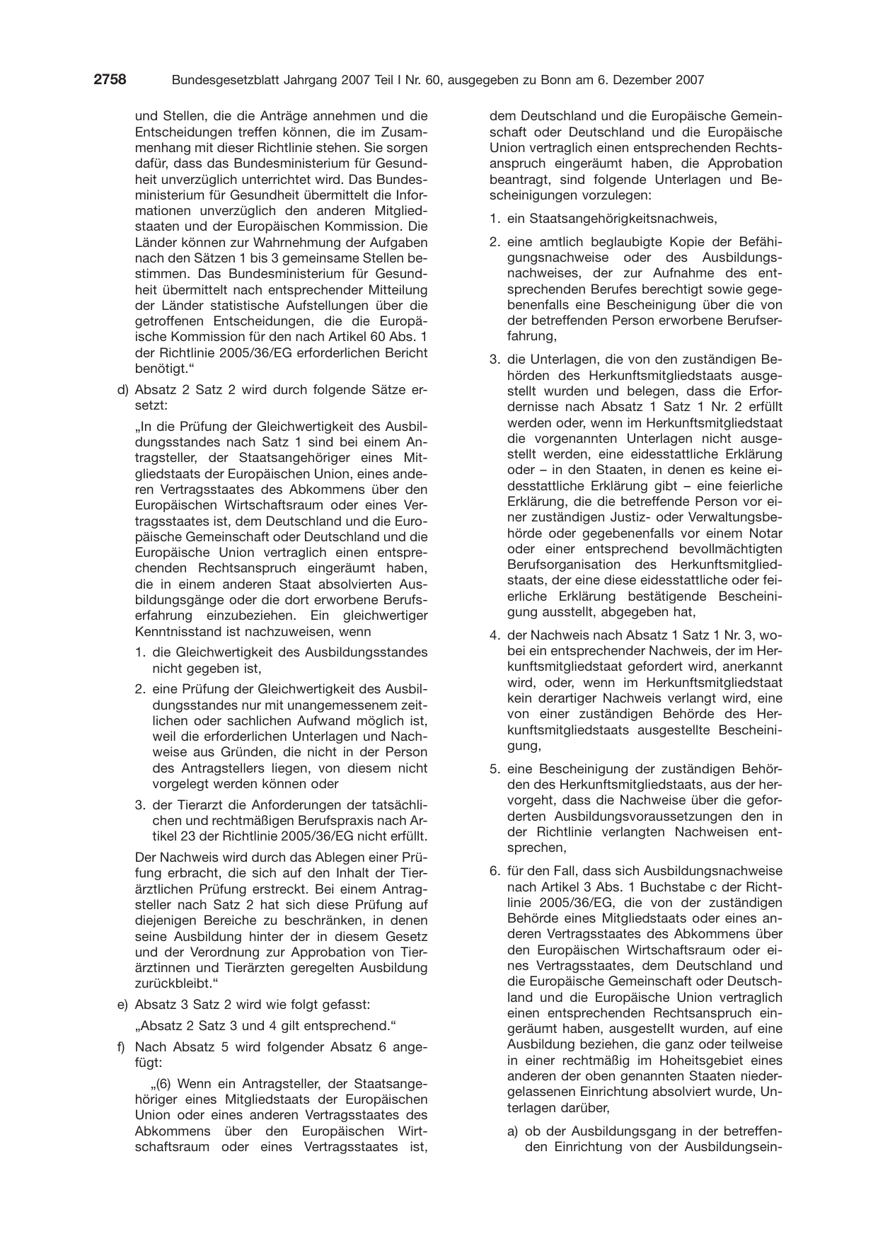 BGBl. 2007, Seite 2758 — Originalseite als Abbildung