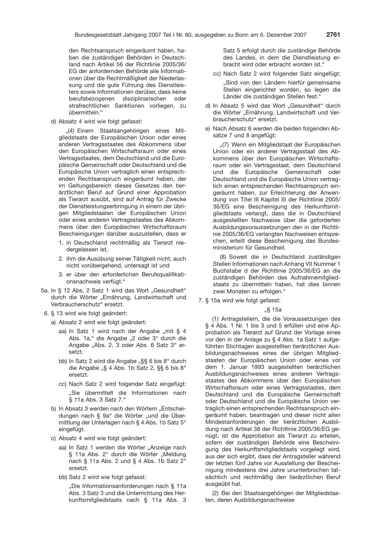 BGBl. 2007, Seite 2761 — Originalseite als Abbildung