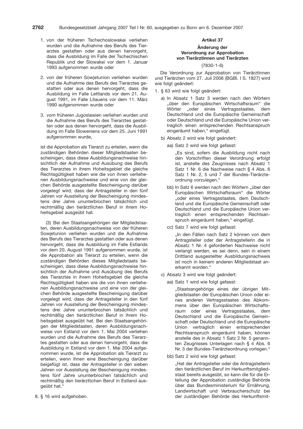 BGBl. 2007, Seite 2762 — Originalseite als Abbildung