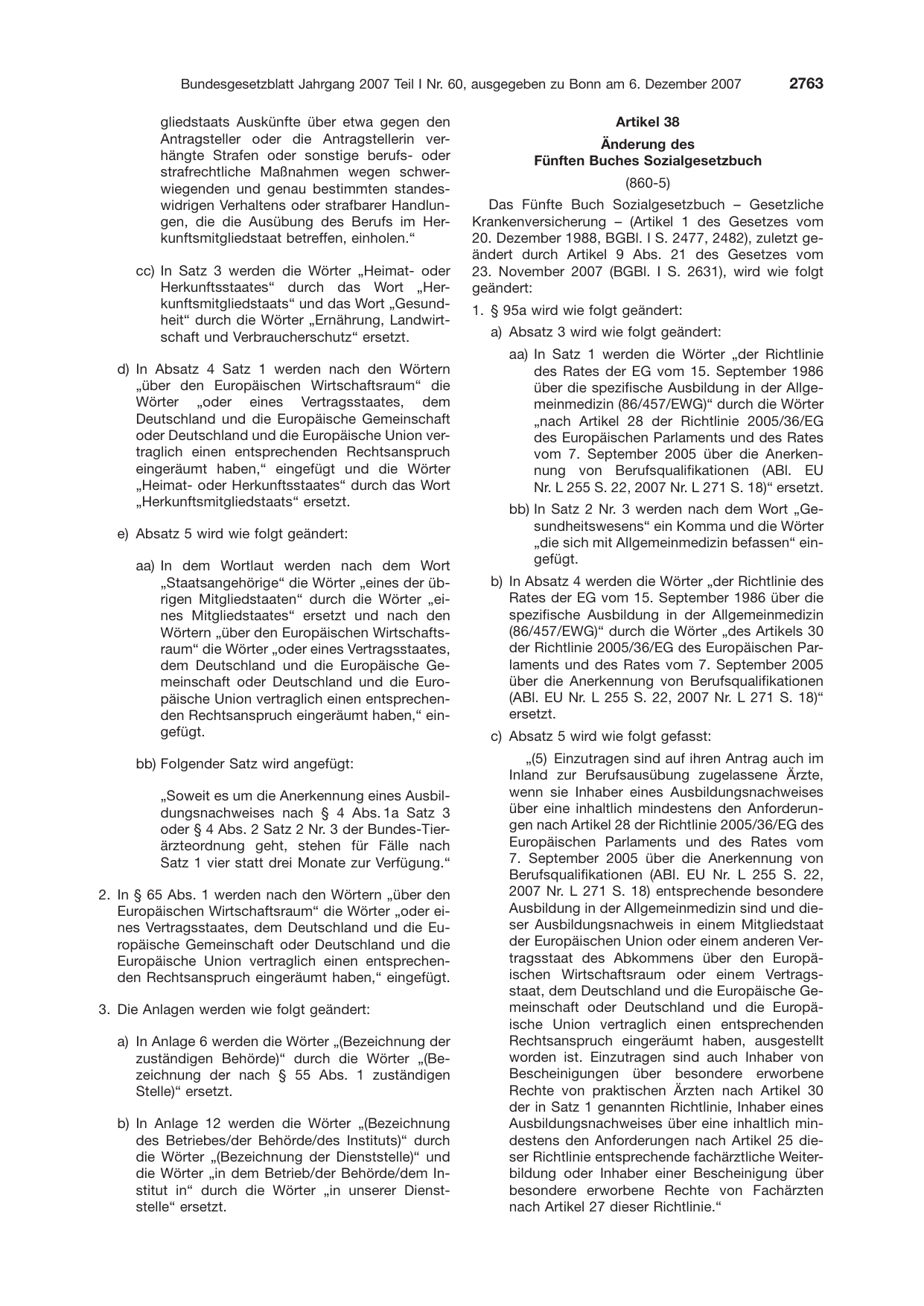 BGBl. 2007, Seite 2763 — Originalseite als Abbildung