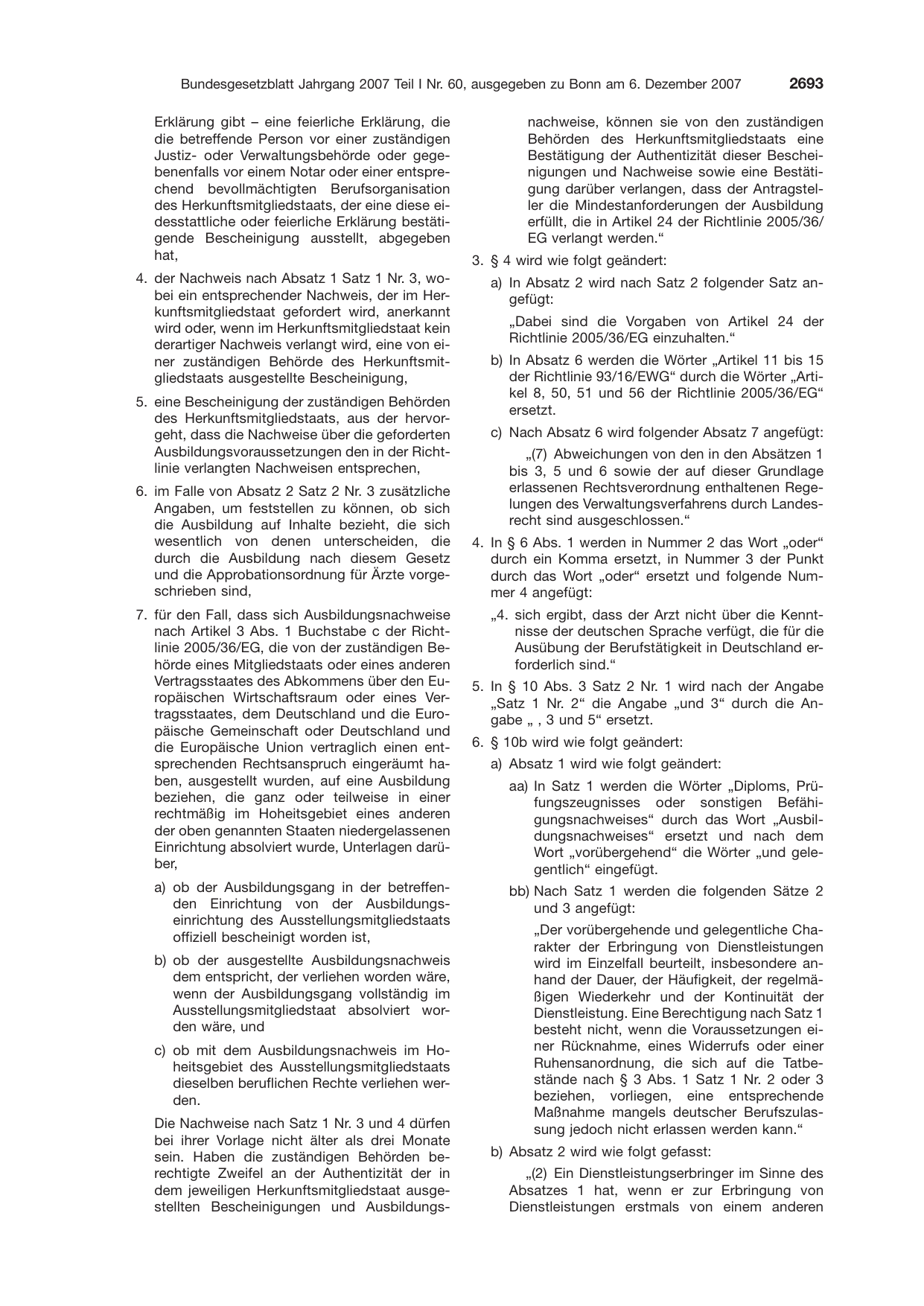 BGBl. 2007, Seite 2693 — Originalseite als Abbildung