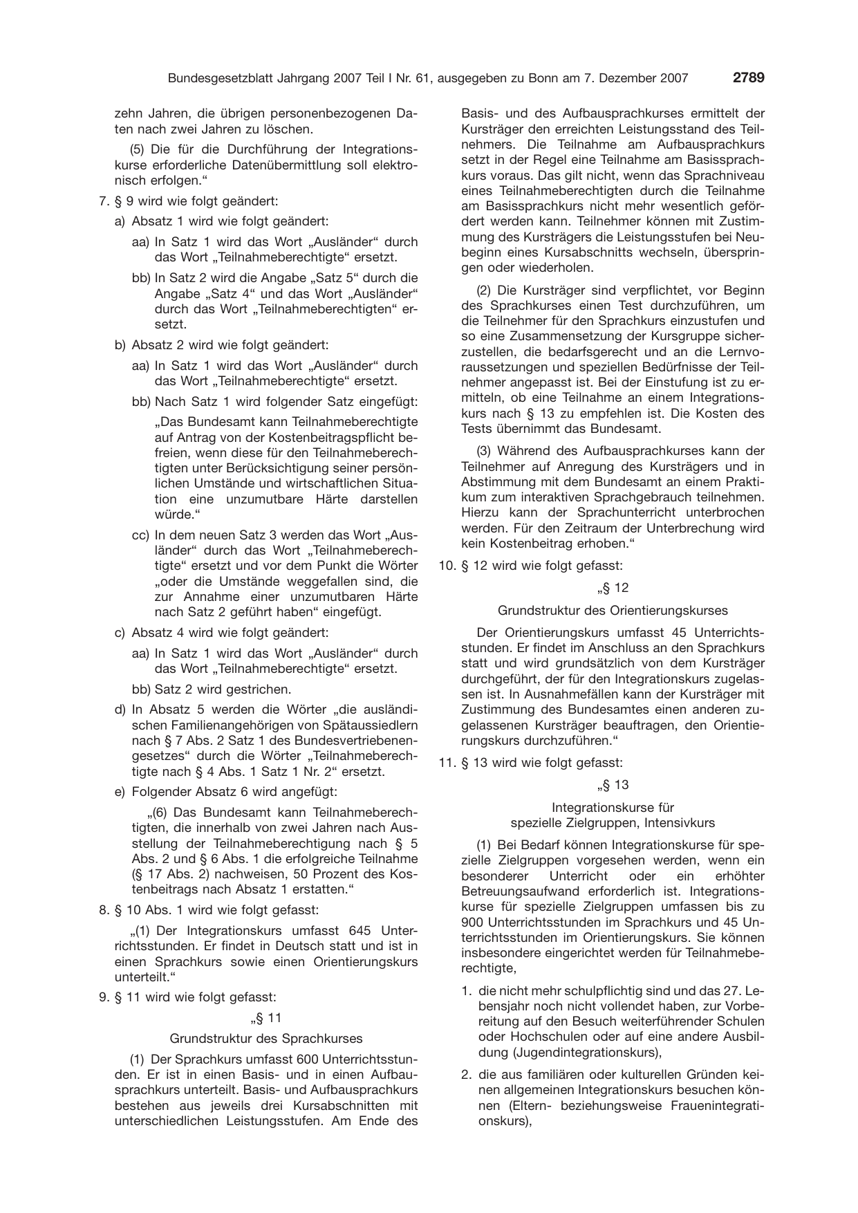 BGBl. 2007, Seite 2789 — Originalseite als Abbildung