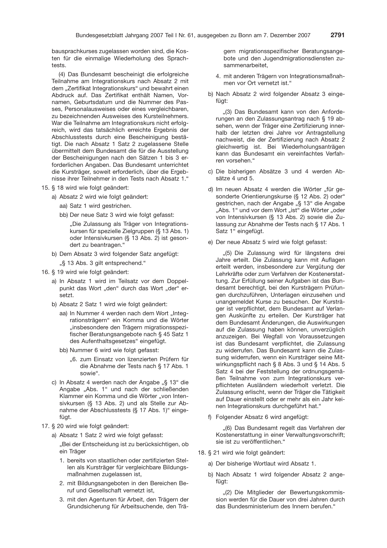 BGBl. 2007, Seite 2791 — Originalseite als Abbildung