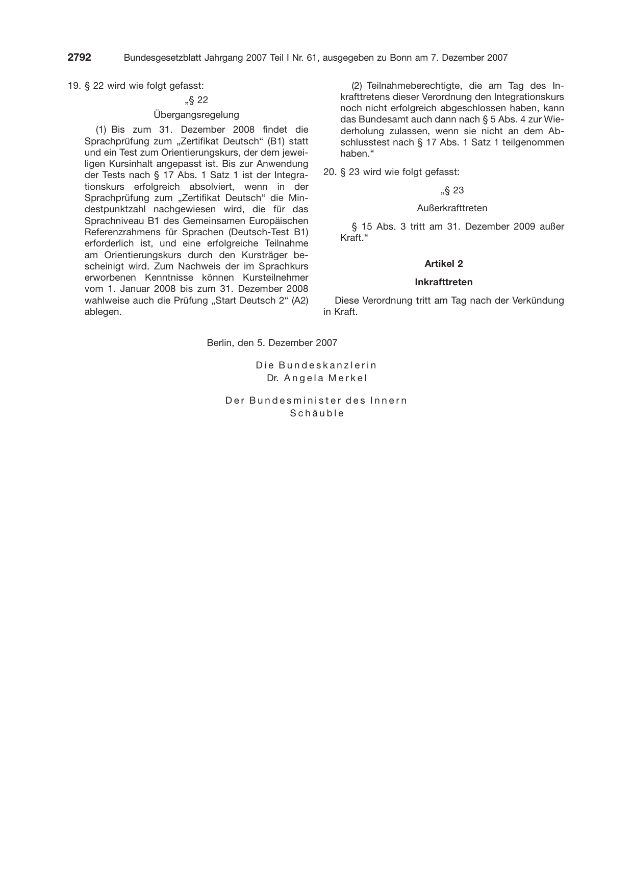 BGBl. 2007, Seite 2792 — Originalseite als Abbildung