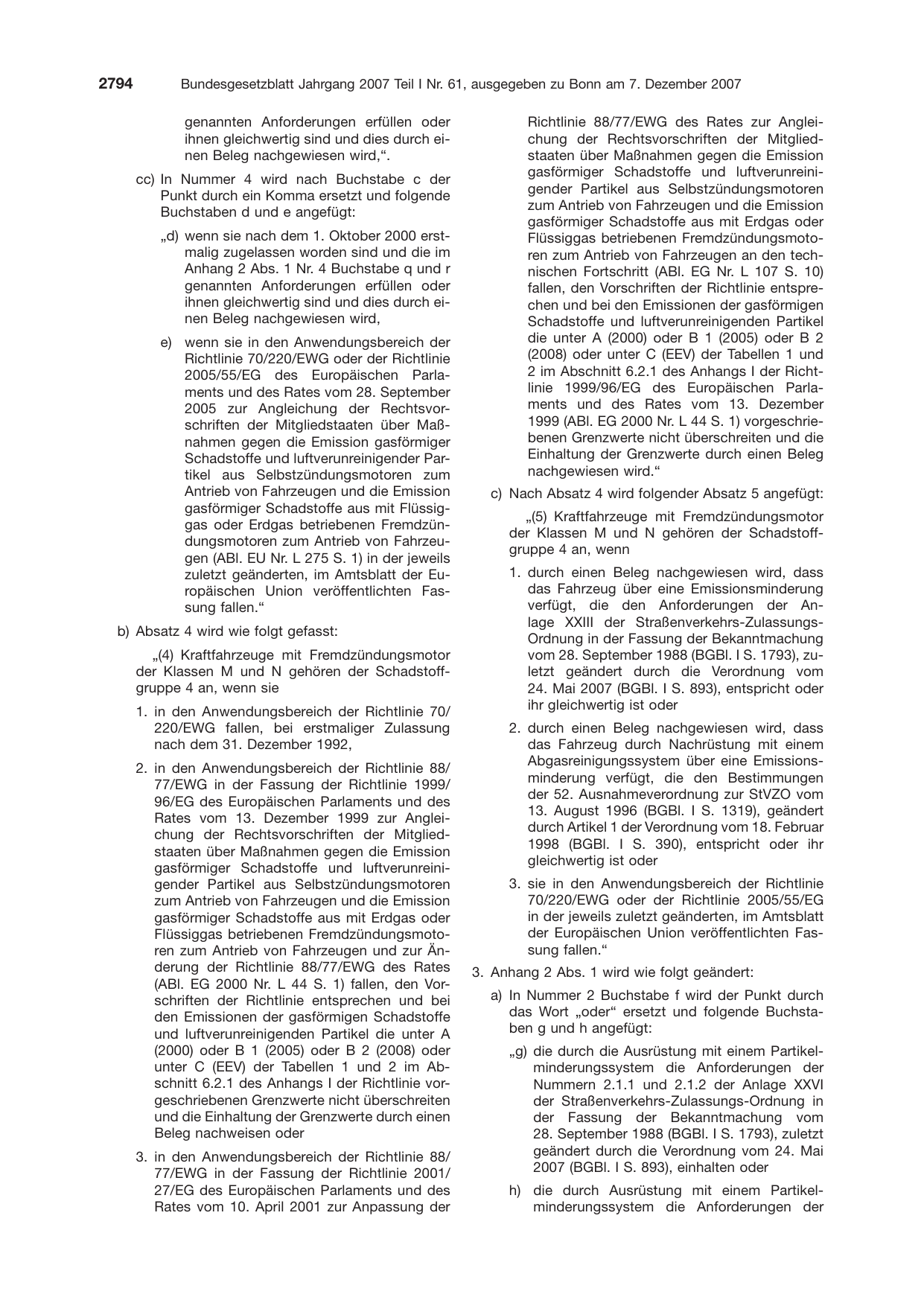 BGBl. 2007, Seite 2794 — Originalseite als Abbildung