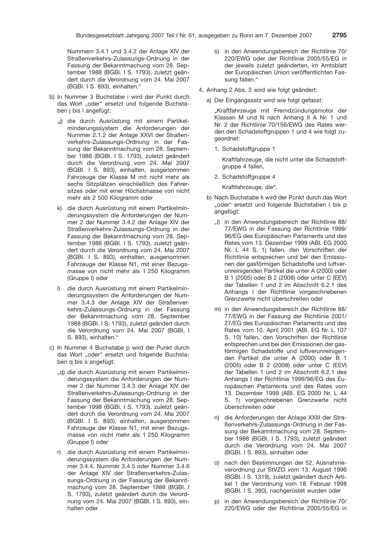 BGBl. 2007, Seite 2795 — Originalseite als Abbildung