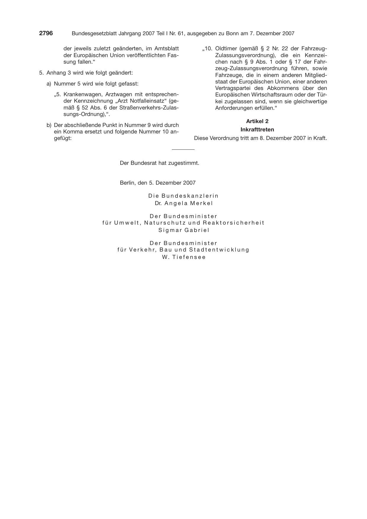 BGBl. 2007, Seite 2796 — Originalseite als Abbildung