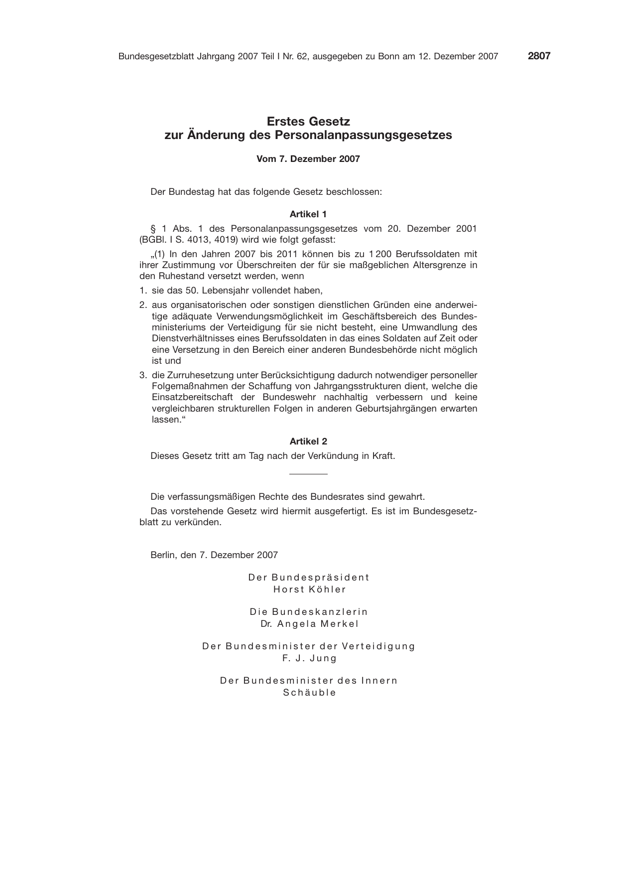 BGBl. 2007, Seite 2807 — Originalseite als Abbildung