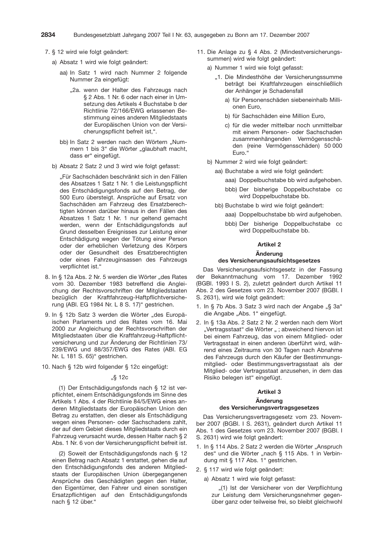 BGBl. 2007, Seite 2834 — Originalseite als Abbildung