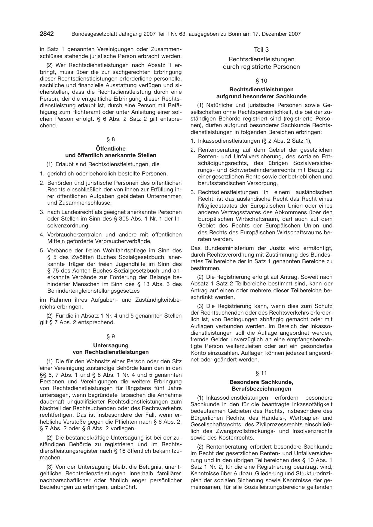 BGBl. 2007, Seite 2842 — Originalseite als Abbildung