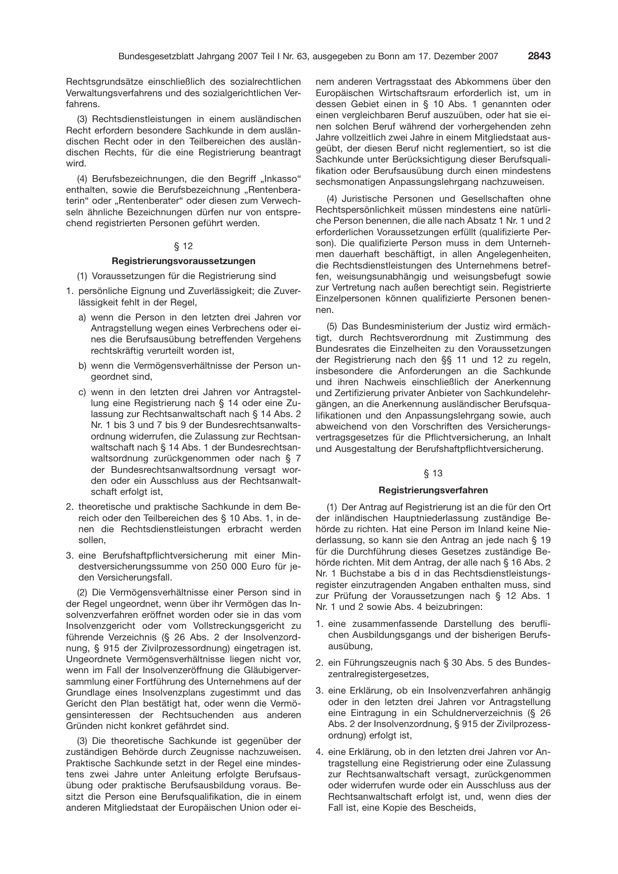 BGBl. 2007, Seite 2843 — Originalseite als Abbildung