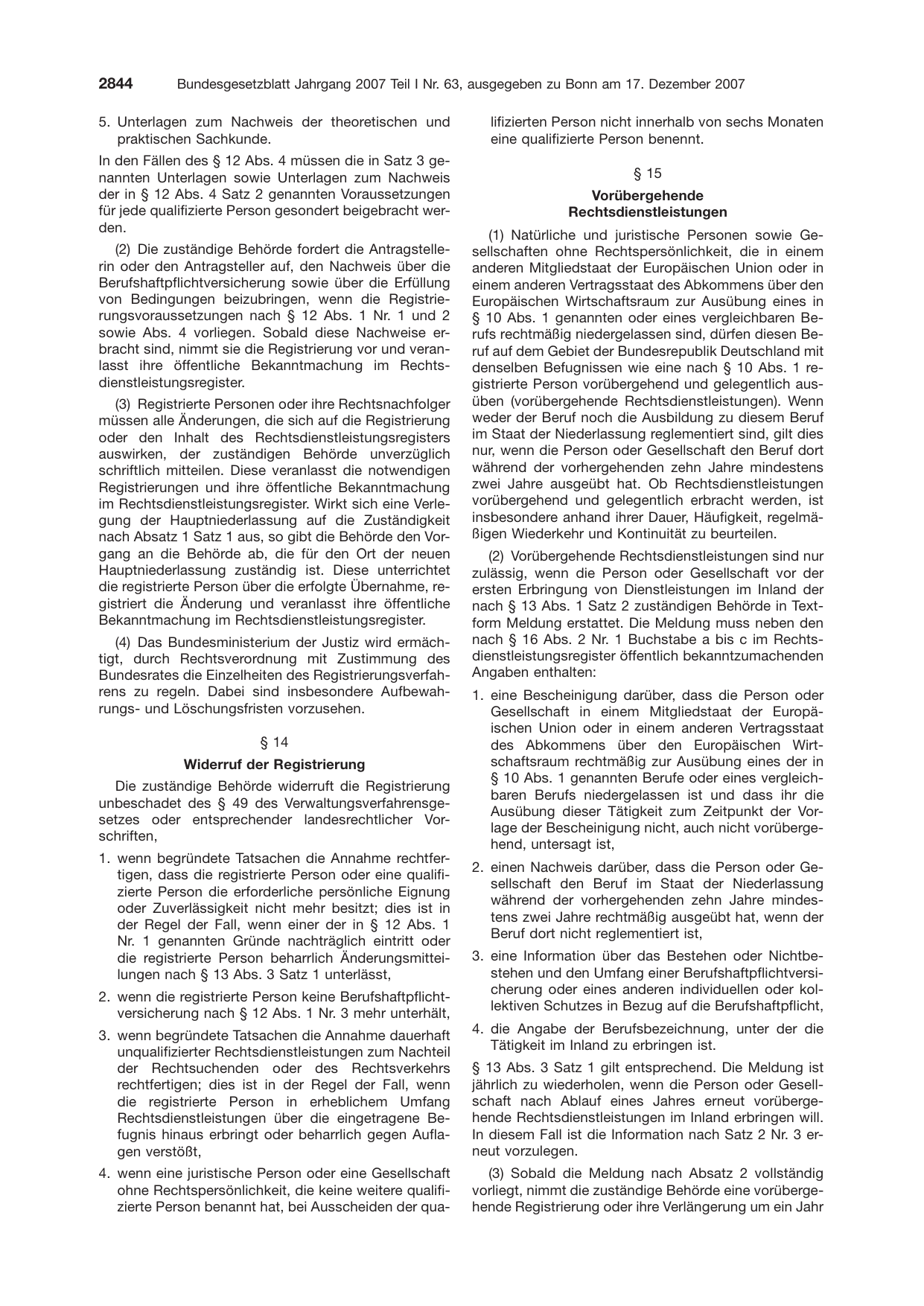 BGBl. 2007, Seite 2844 — Originalseite als Abbildung
