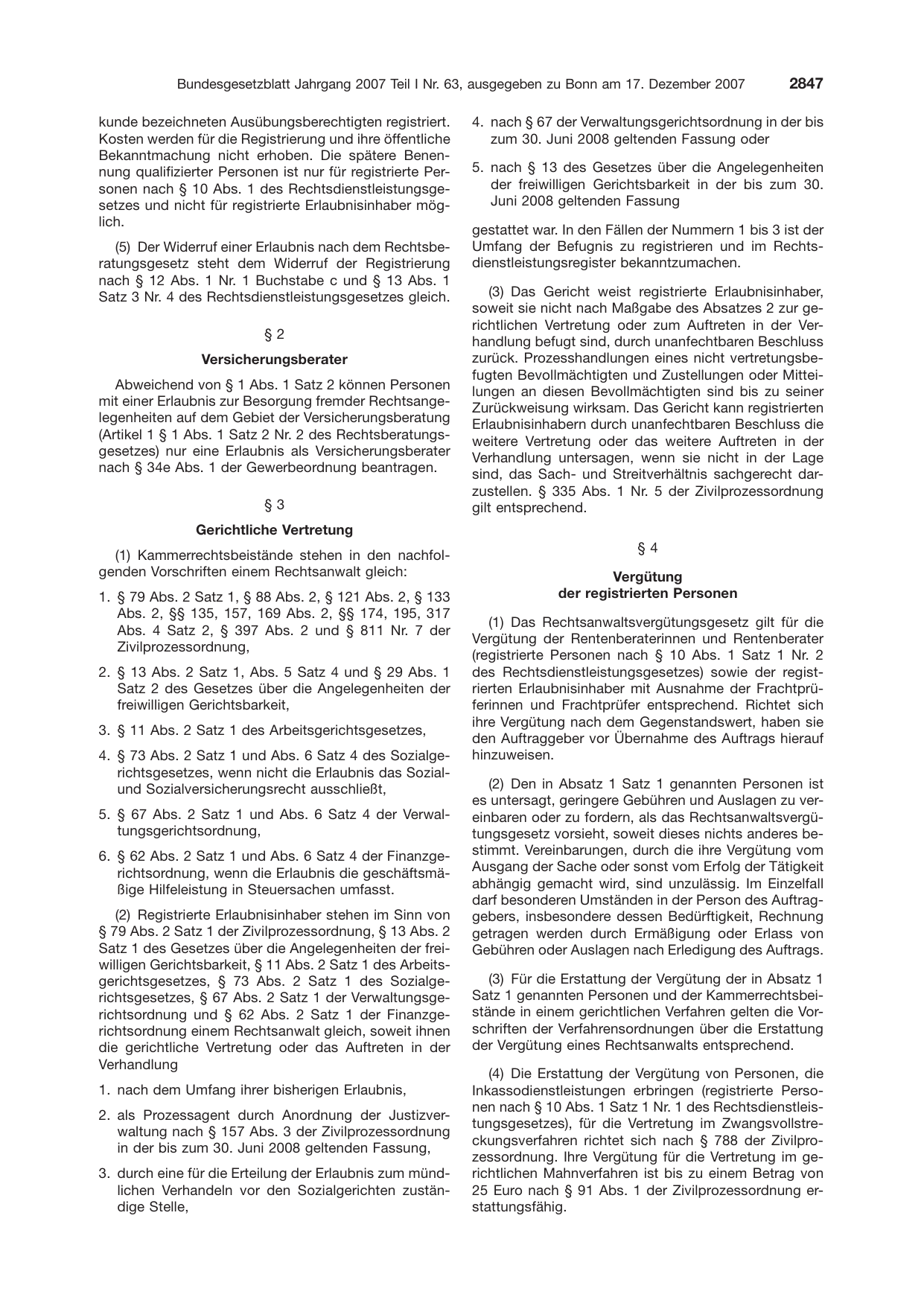 BGBl. 2007, Seite 2847 — Originalseite als Abbildung