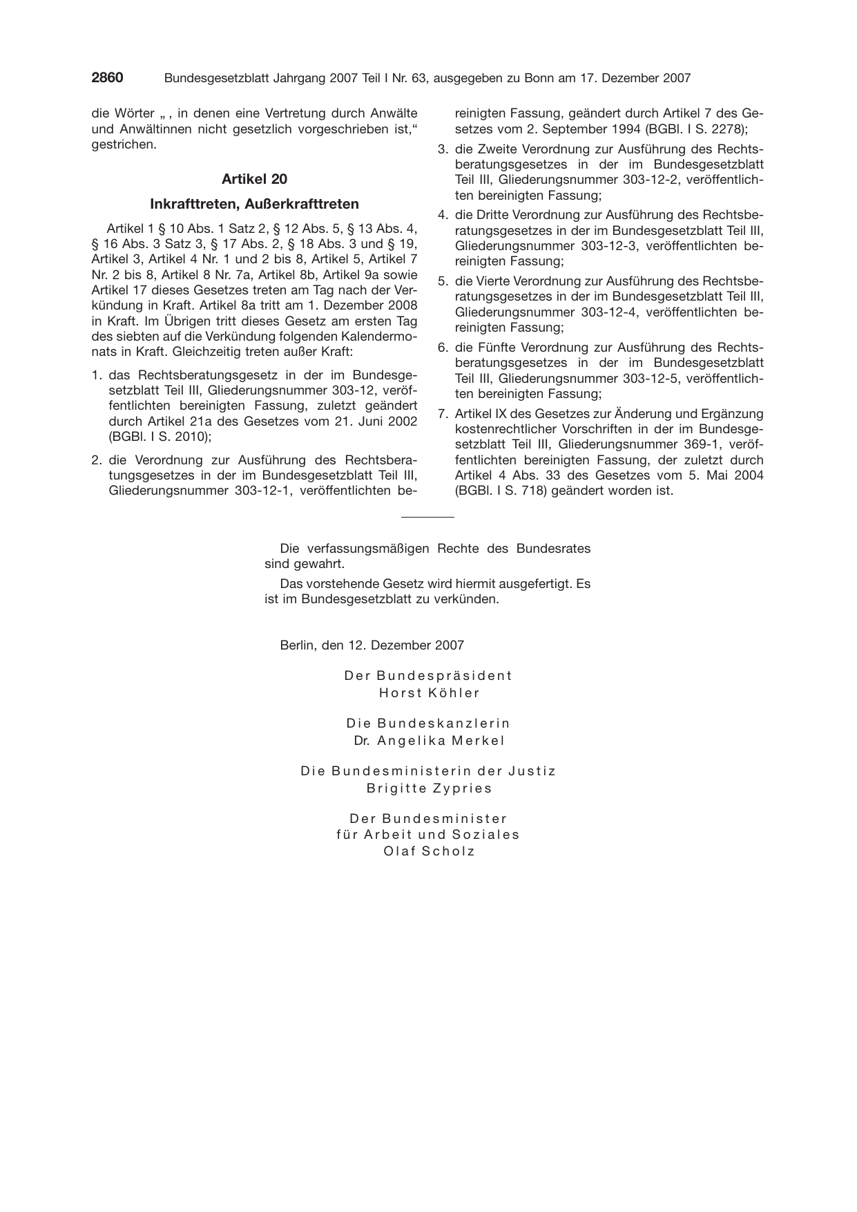 BGBl. 2007, Seite 2860 — Originalseite als Abbildung