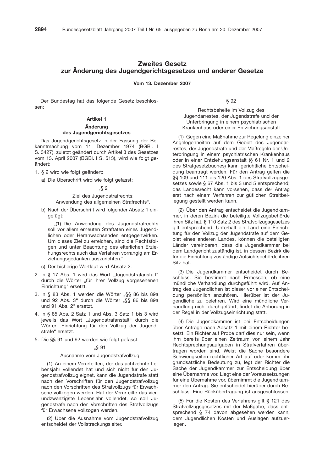 BGBl. 2007, Seite 2894 — Originalseite als Abbildung