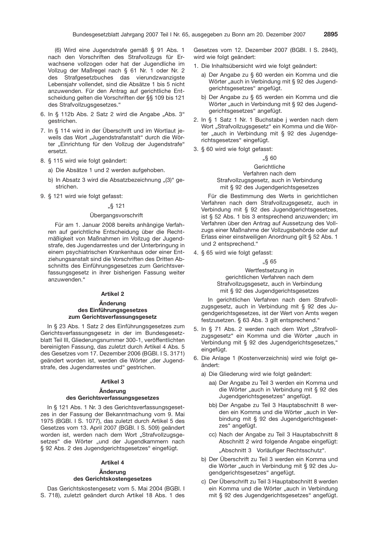 BGBl. 2007, Seite 2895 — Originalseite als Abbildung