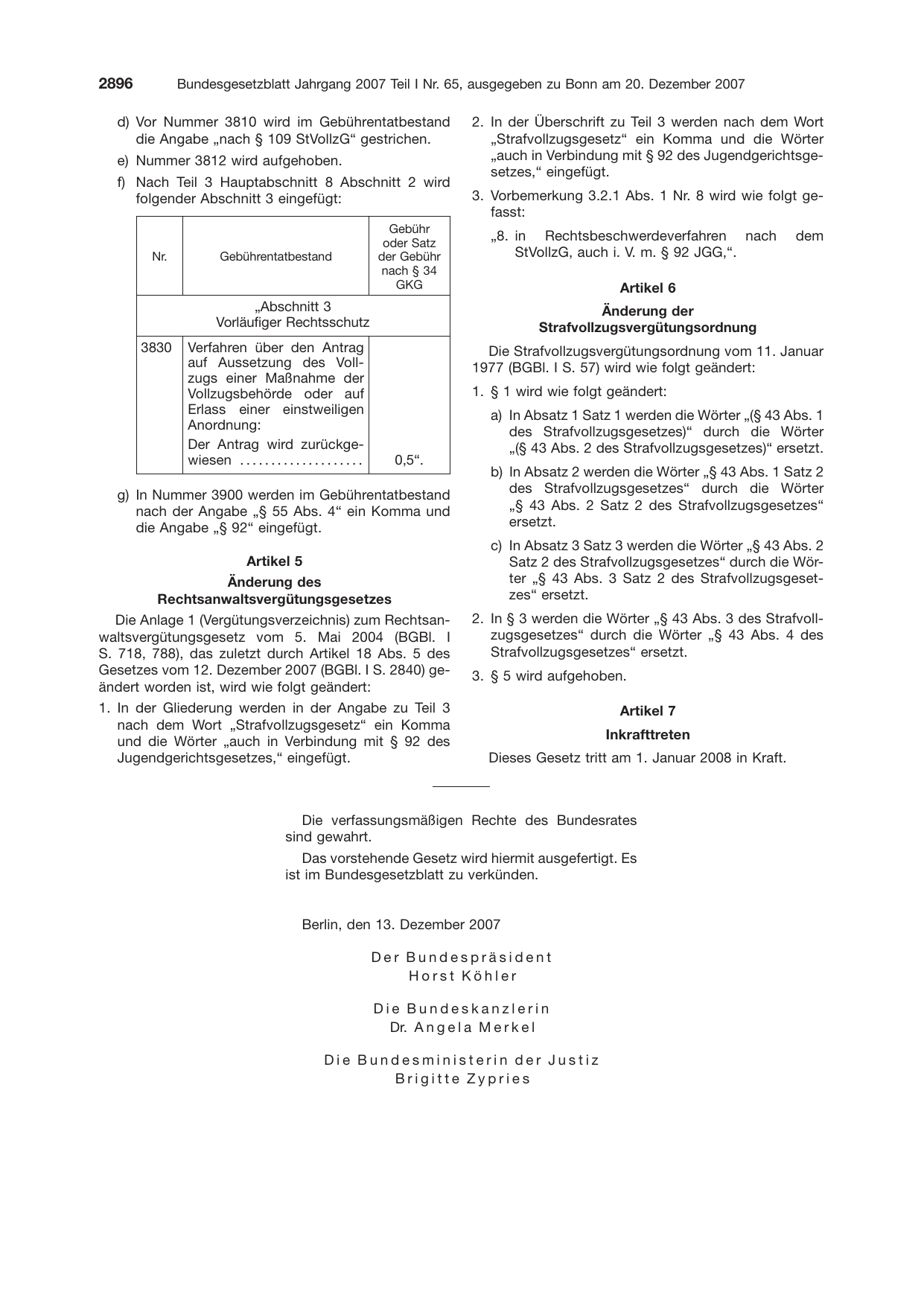 BGBl. 2007, Seite 2896 — Originalseite als Abbildung