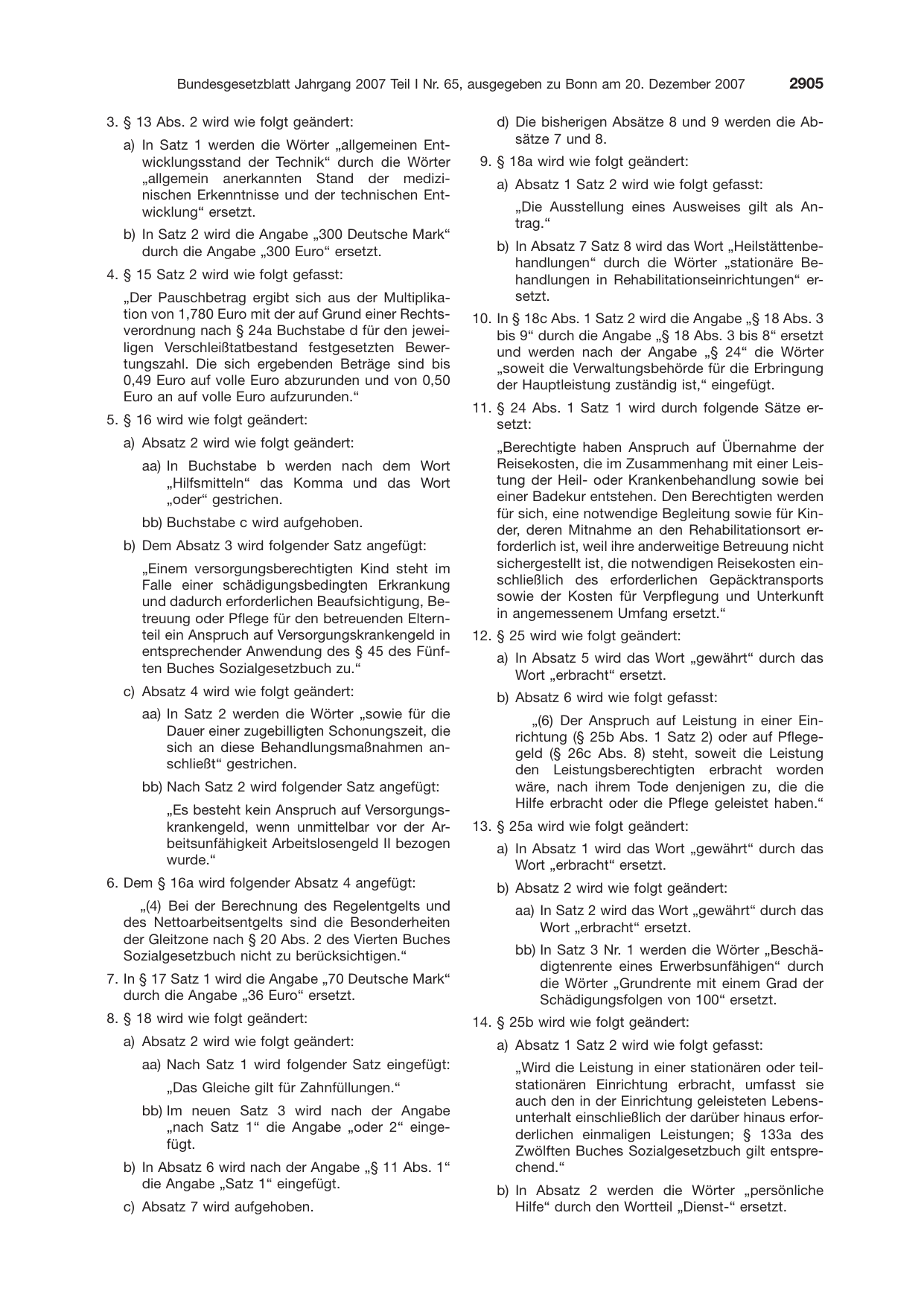 BGBl. 2007, Seite 2905 — Originalseite als Abbildung