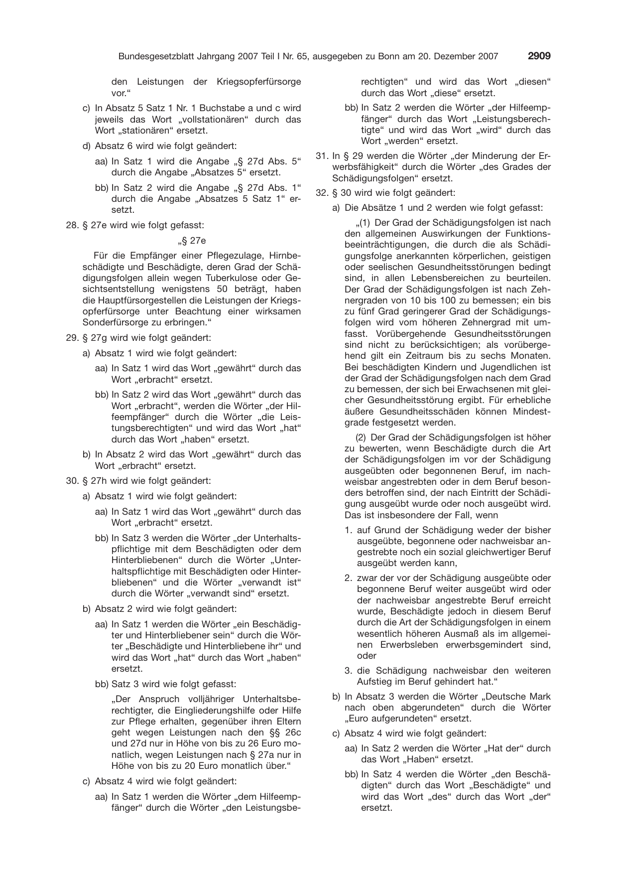 BGBl. 2007, Seite 2909 — Originalseite als Abbildung